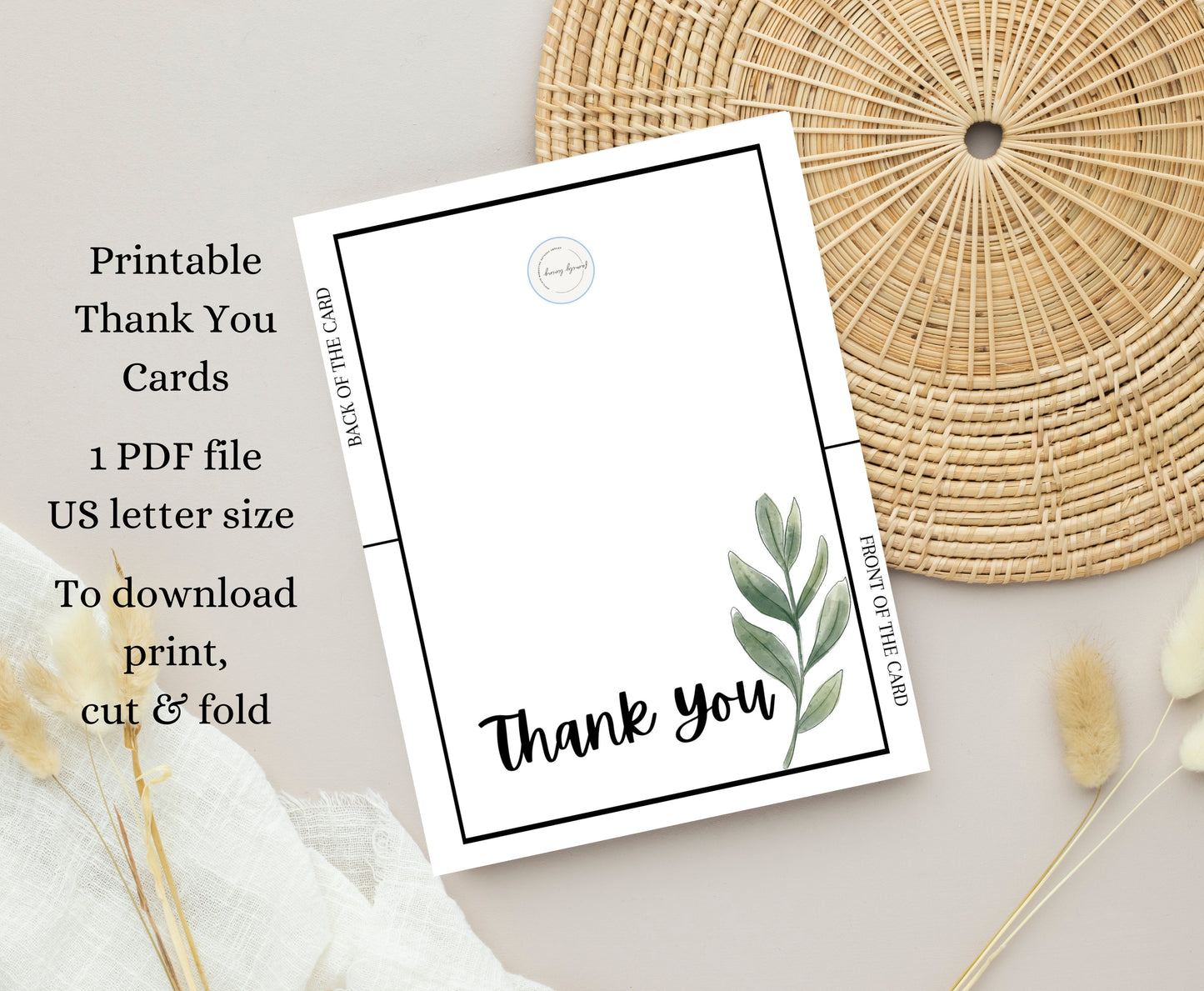 Printable Thank You Card 7x5